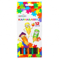 Хертс коллекшн Карандаши, 12 цветов, шестигранные заточенные, дерево, в карт.коробке с подвесом от интернет-магазина Континент игрушек