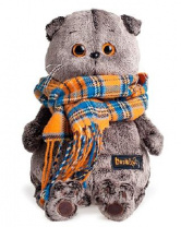 Кот Басик и шарф в клеточку 25 см мягкая игрушка от интернет-магазина Континент игрушек