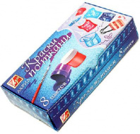 Краски по ткани 8 цветов (белый, жёлтый, красный, синий, зеленый, черный, оранжевый, фиолетовый) от интернет-магазина Континент игрушек