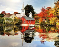 Роспись по холсту Красивые дома в отражении озера, 30х40 см от интернет-магазина Континент игрушек