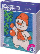 Новый год. Набор для творчества. Песочная фреска "Снеговик" (рамка из картона) от интернет-магазина Континент игрушек