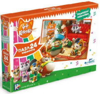 Пазл 24. 44 Котенка. У бабушки Пины+наклейки от интернет-магазина Континент игрушек