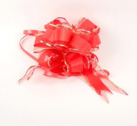 Бант-шар №5 органза с полосой пластик, красный 1020437 от интернет-магазина Континент игрушек