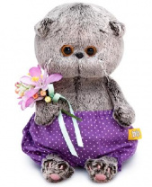 Кот Басик Baby в сиреневых трусах и с букетом мягкая игрушка от интернет-магазина Континент игрушек