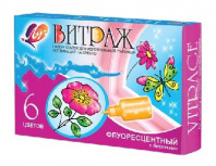 Краски по стеклу Витраж флуоресцентный с блестками, 6 цветов, 135 г от интернет-магазина Континент игрушек