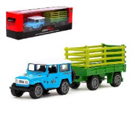 Машина металлическая "Джип", с прицепом, инерционная, МИКС от интернет-магазина Континент игрушек