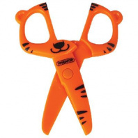 Ножницы ПИФАГОР "Тигренок", 120 мм, с безопасными пластиковыми лезвиями, оранжевые, картонная упаков от интернет-магазина Континент игрушек