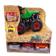 Монстры бездорожья. Игровой набор с джипом инерционным, 4х4 полный привод, 4 предмета, 17,5x13x18,5  от интернет-магазина Континент игрушек