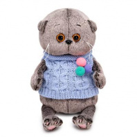 Кот Басик BABY в вязаном жилете с помпонами 20 см от интернет-магазина Континент игрушек