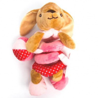 Растяжка - спираль мягкая с погремушкой на кроватку/коляску «Зайка розовая» 2593671   5047673