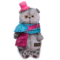 Кот Басик в бархатном кашне 19 см от интернет-магазина Континент игрушек