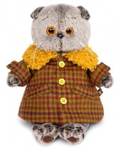 Кот Басик в пальто с желтым меховым воротником 25 см мягкая игрушка от интернет-магазина Континент игрушек