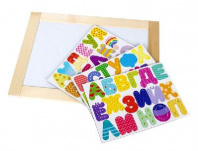 Доска двухсторонняя, обучающая, магнитно-маркерно-меловая "Веселая азбука", 36,5см х 26,5см, магнитн от интернет-магазина Континент игрушек